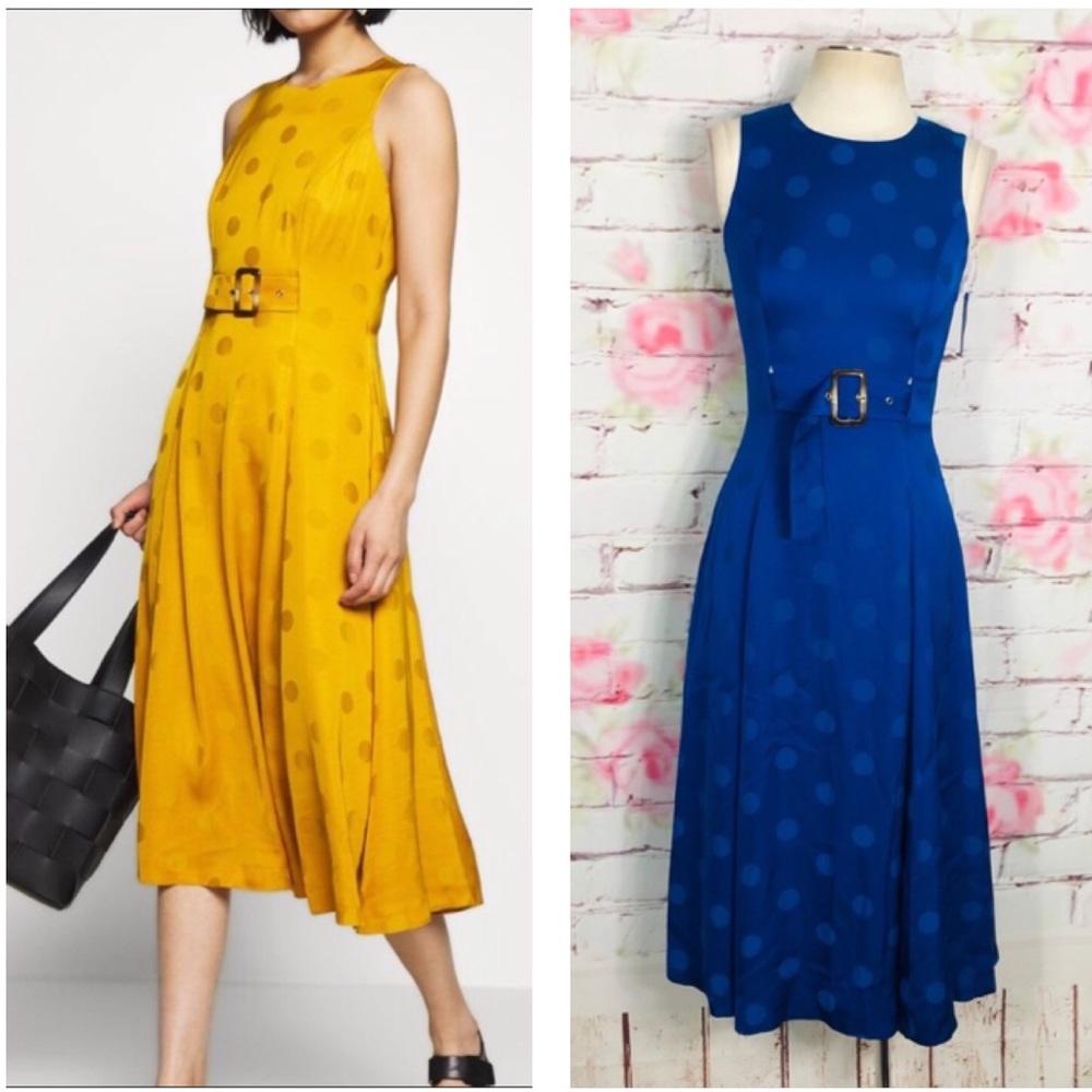Ted baker blue Innabel polka dot belted midi dress